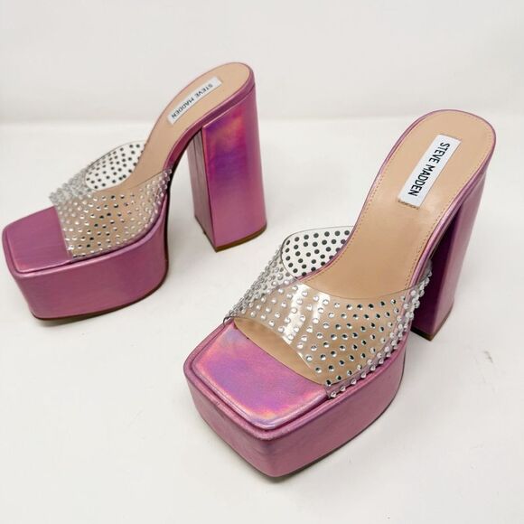 Steve Madden Ruby Pink Rhinestone Platform Crystal Pumps Size 10 - Picture 5 of 9
